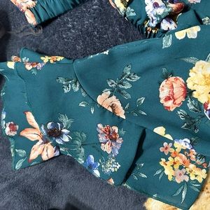 Green flowery off shoulder top